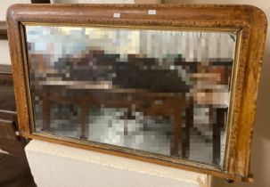 19th century over mantle mirror with herringbone inlay. 90cm long approx. (B.P. 21% + VAT)