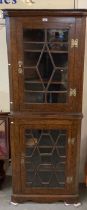 19th century oak two stage astragal glazed corner cabinet. (B.P. 21% + VAT)