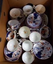 Large collection of Gaudy Welsh tea ware to include: six 'Tulip' design teapots, various 'Tulip'