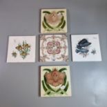 Selection of Art Nouveau and early 20th century tiles to include: two with tropical fish by '