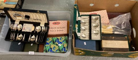 Two boxes containing various sets of and loose cutlery. (2) (B.P. 21% + VAT)
