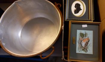 Two boxes containing an assortment of animal ornaments, decorative mirrors, figures and figurines,