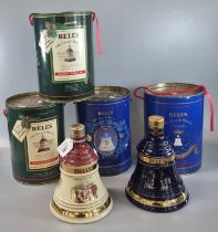 Collection of Wade Bell's Old Scotch Whisky porcelain decanters in original boxes to include: