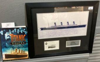 Framed photograph of the SS Titanic (41x22cm approx) together with reproduction of an In Memorium