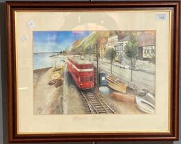 Rhys, the Mumbles railway, coloured print. 29x40cm approx. (B.P. 21% + VAT)