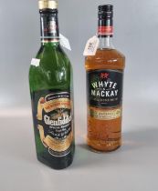 Bottle of Whyte and MacKay blended Scotch Whisky. 1L. 40% vol. together with a bottle of Glenfiddich