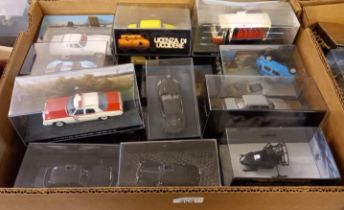 Large collection of modern diecast model vehicles, mostly from James Bond 007, three boxes all in