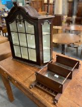 Edwardian mahogany mirror back shelving unit together with another mahogany single door glazed