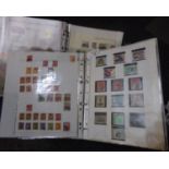 Box with All World collection of stamps in six binders. many 100s of stamps from a wide range of
