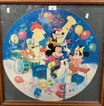 Framed circular Mickey Mouse Band jigsaw. 51cm diameter approx. (B.P. 21% + VAT)