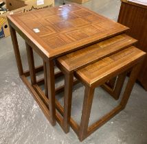 1970s oak nest of three tables of square form. (B.P. 21% + VAT)