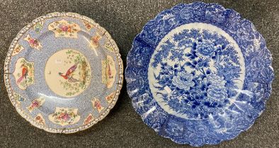Booth's Ceramic 'Exotic Bird' design and floral dish together with a large Japanese blue and white