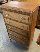 20th century oak straight front of five drawers on cabriole legs. 59x34x100cm approx. (B.P. 21% +