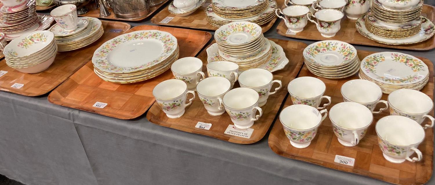 Four trays of Colclough 'Hedgerow' bone china tea and dinnerware items marked 1991 Royal Albert