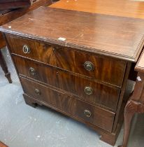 19th century mahogany straight front cock beaded chest of three drawers on bracket feet. (B.P. 21% +