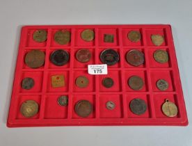 Collection of old tokens to include: Royal Theatre Pit, Hovis Sultana Bread Award 1928, LA Tour