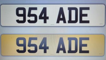 To be sold after 12 noon: Cherished car registration number 954 ADE, on Retention Document V778W. An