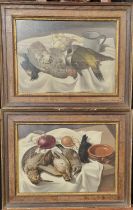 Continental School (19th century), studies of dead game and other items, a pair. Oils on board.
