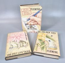 Fleming, Ian, three James Bond books, 'On Her Majesty's Secret Service', 'The Man With the Golden