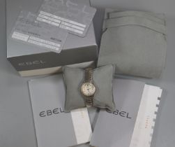 Ladies Ebel bi-coloured diamond set 'Classic Waves' quartz bracelet wristwatch, having mother of