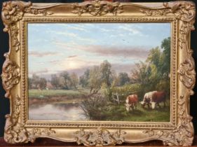 T Baker (British, possibly Thomas Baker, 1809-1869), 'The Leam, near Offchurchbury', a river scene