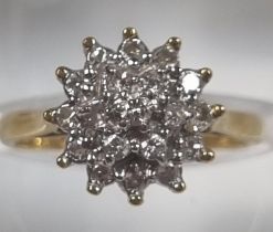 18ct gold multi cluster diamond ring. 3.9g approx. Size L. (B.P. 21% + VAT)