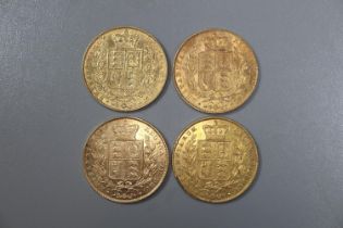 Four Victorian gold full Sovereigns dated 1844, 1845, 1846 and 1847. (4) (B.P. 21% + VAT)