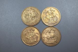 Four Victorian gold full Sovereigns dated 1888, 1889, 1890 and 1891. (4) (B.P. 21% + VAT)