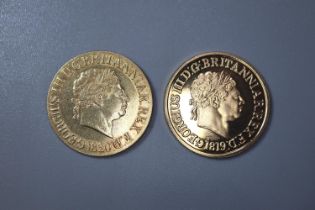 Two George III gold full sovereigns dated 1819 (re-strike) and 1820. (2) (B.P. 21% + VAT)