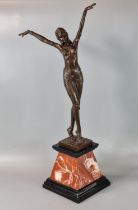 After Chiparus, an Art Deco style bronze figure, a nude dancer, with foundry mark, signed with