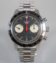 Heuer Autavia stainless steel gentleman's manual wind Chronograph diver's style wristwatch.