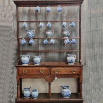Collection of assorted Staffordshire Pottery blue and white transfer printed jugs of baluster form