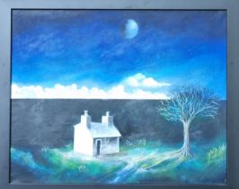 Raul Speek (contemporary, Cuban, working in Wales), Pembrokeshire cottage in an expansive landscape