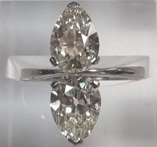 Platinum Duchess ring of two diamonds. 4g approx. Size L1/2. 4 carat approx. (B.P. 21% + VAT)
