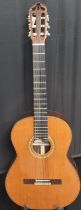 Handmade Dieter Hopf model 3830/73 six string acoustic guitar labelled 'La Portentosa Nueva'.