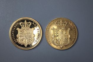 Two George IV gold full Sovereigns dated 1827 and 1828 (re-strike). (2) (B.P. 21% + VAT)