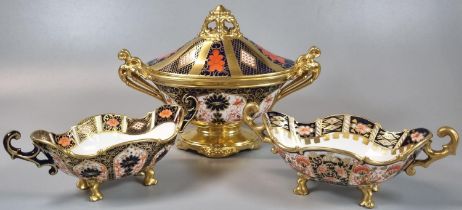 Royal Crown Derby English bone china 1128 'Old Imari' lidded two handled sucrier 19cm approx.,