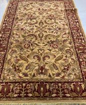 Full wool pile handmade Indian tea washed Agra carpet, overall decorated with floral designs and