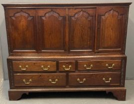 18th century Welsh Cardiganshire oak two stage coffer or mule chest now converted to a cupboard, the