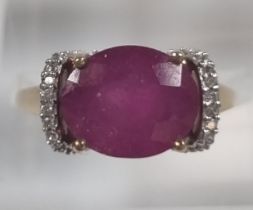9ct gold ruby and diamond ring. 3.6g approx. Size L. (B.P. 21% + VAT)