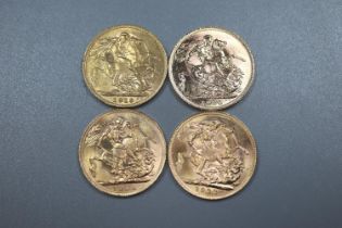 Four George V gold full Sovereigns dated 1919, 1920, 1921 and 1922. (4) (B.P. 21% + VAT)
