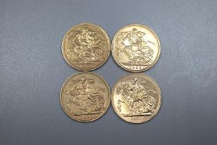 Four Victorian gold full Sovereigns dated 1892, 1893 x2 and 1894. (4) (B.P. 21% + VAT)