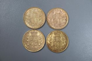 Four Victorian gold full Sovereigns dated 1869, 1870, 1871 and 1872. (4) (B.P. 21% + VAT)