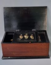 19th century Swiss musical box, the case in walnut with satinwood inlaid and ebonised banding.