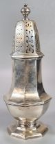 George V silver sugar caster by F C Richards, Birmingham 1922. 20.5cm high approx. 8.8 troy oz