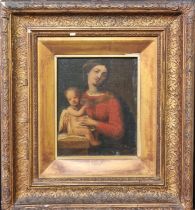 After the Old Master,(Italian school,17th century), Madonna and Child, oils on canvas. 29x24cm
