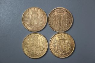 Four Victorian gold full Sovereigns dated 1860, 1861, 1862 and 1863. (4) (B.P. 21% + VAT)