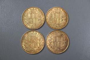 Four Victorian gold full Sovereigns dated 1852, 1853, 1854 and 1855. (4) (B.P. 21% + VAT)