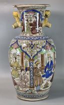 Persian Qajar Dynasty (1794-1925), pottery, probably frit- ware polychrome baluster vase. Probably