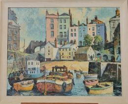 James Priddey (British 1916 - 1980), 'The Harbour, Tenby', signed. Oils on canvas. 70x92cm approx.